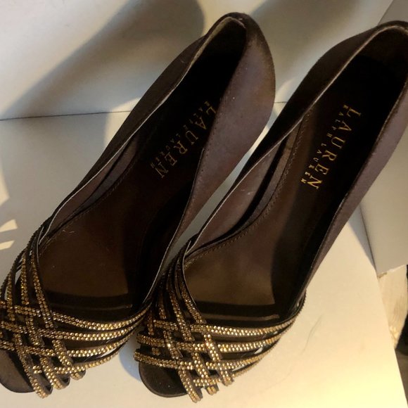 LAUREN by Ralph Lauren Open Toe Satin Heels - Picture 4 of 8